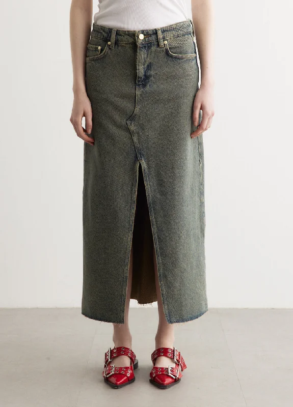 Soft cotton skirts for sensitive skin ease -Overdyed Heavy Denim Maxi Skirt