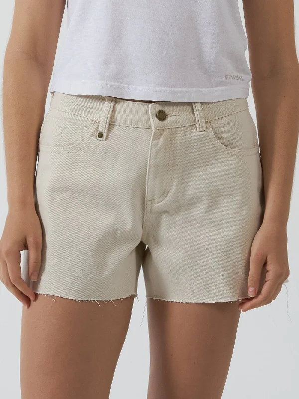 Faux Leather Shorts for Affordable -Erica Mid Rise Short - Heritage White