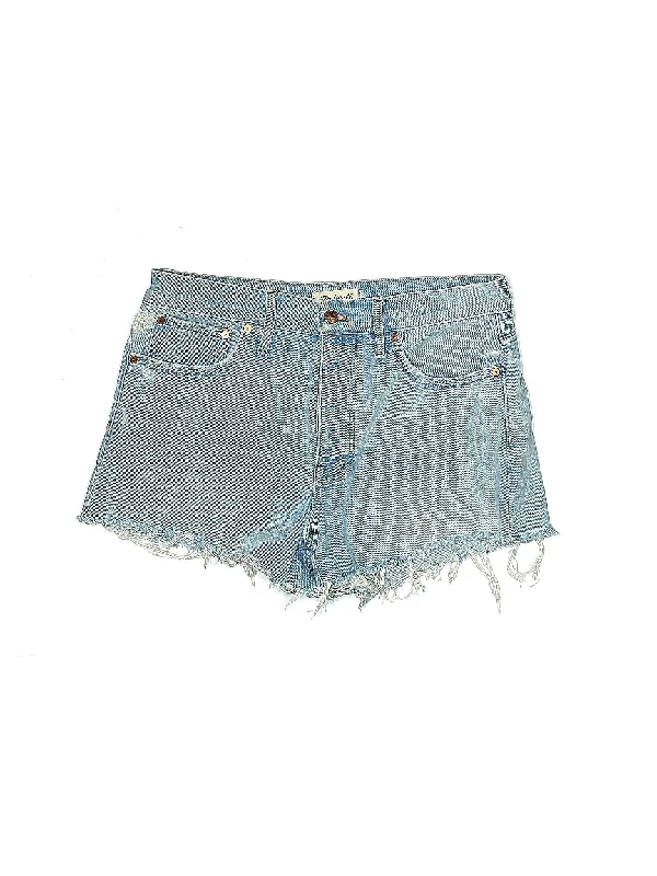 Beige Skirts for Neutral -High-Rise Denim Shorts in Light Wash