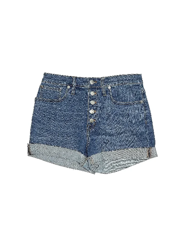 Cotton Shorts for Comfortable -High-Rise Denim Shorts in Medium Wash