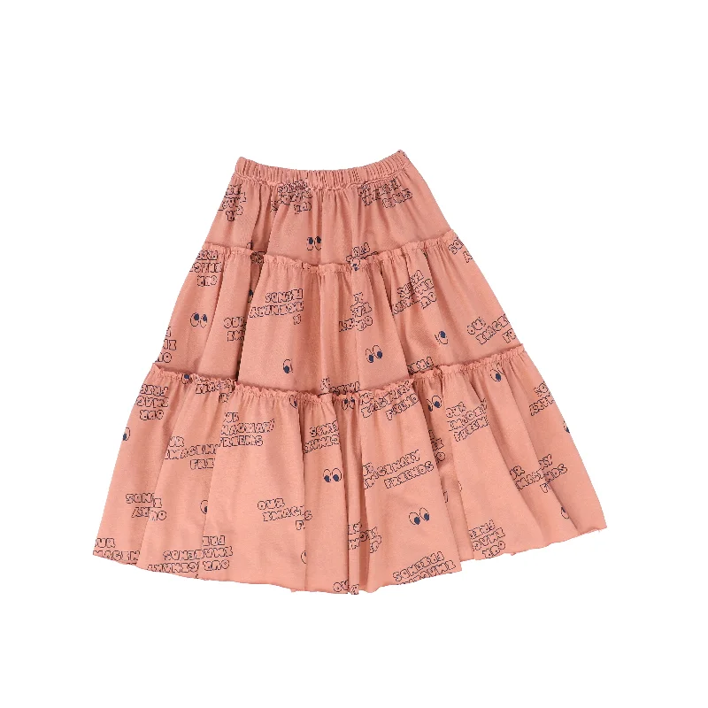 Beige Long Skirts for Neutral -LETTER TO THE WORLD DULL CORAL WORD PRINT SKIRT [FINAL SALE]