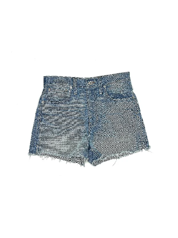 Printed Shorts with Patterns -Low-Rise Denim Shorts in Medium Wash