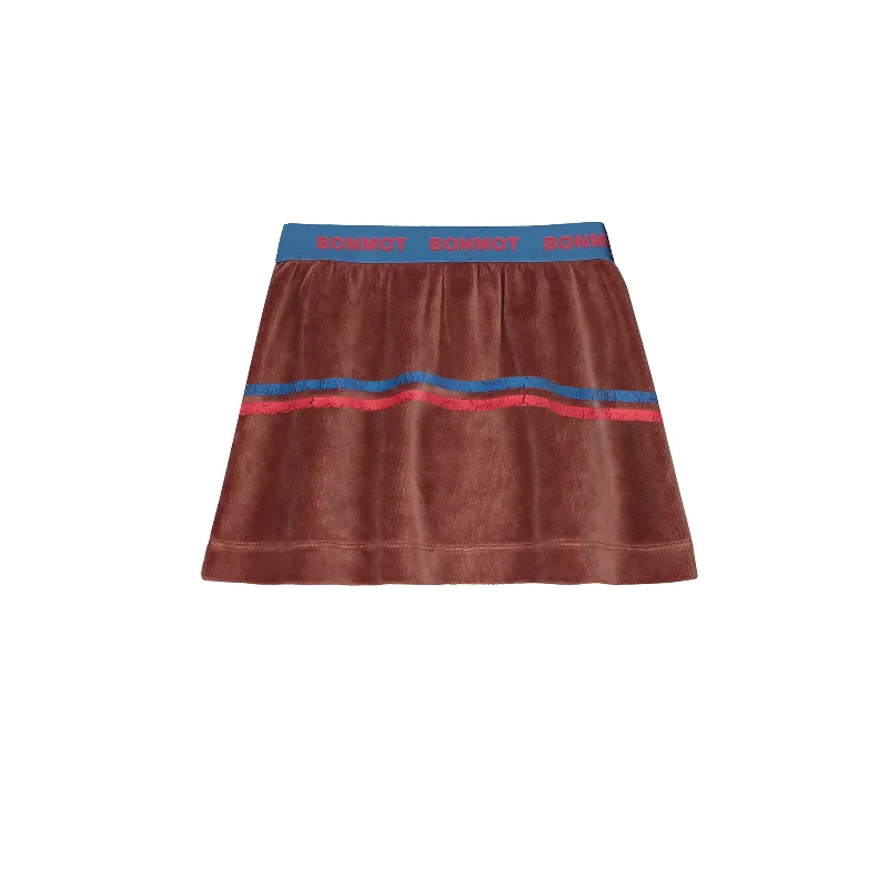 Blue Long Skirts for Classic -BONMOT CAMEL DOUBLE STRIPE SKIRT [Final Sale]