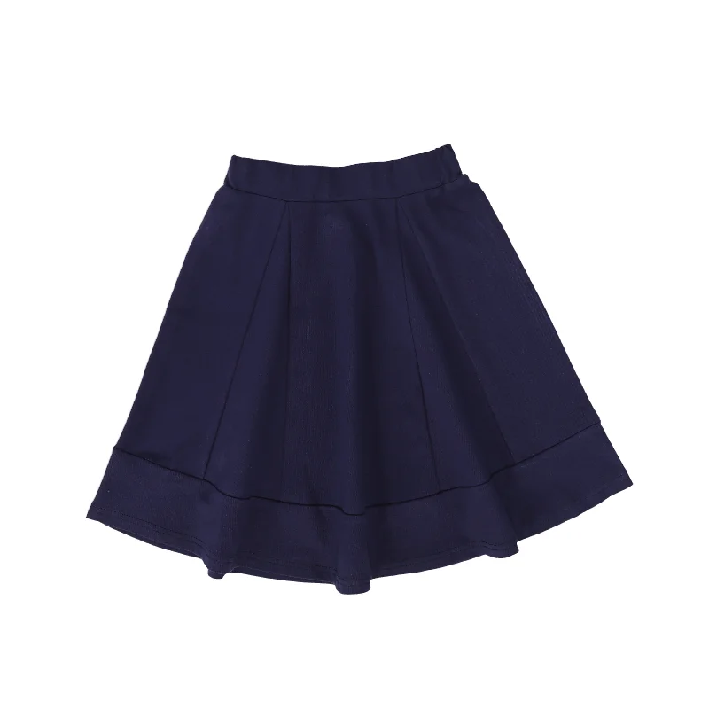 Modern Long Skirts for Trendy -BACE COLLECTION NAVY PIQUE CIRCLE SKIRT [FINAL SALE]