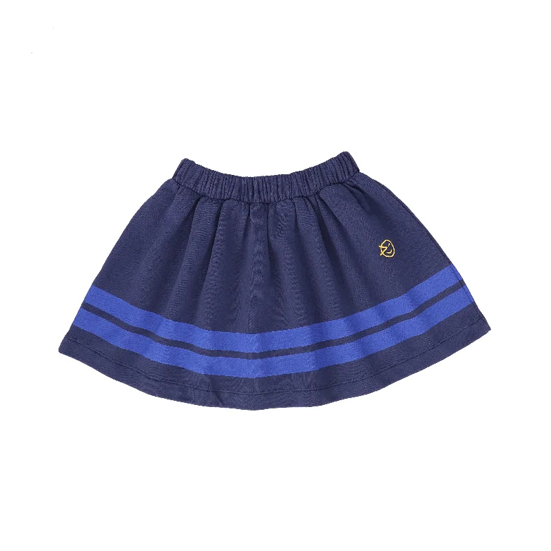 Low-waisted Short Skirts for Relaxed -WYNKEN  NAVY DOUBLE STRIPE FLARE SKIRT [FINAL SALE]