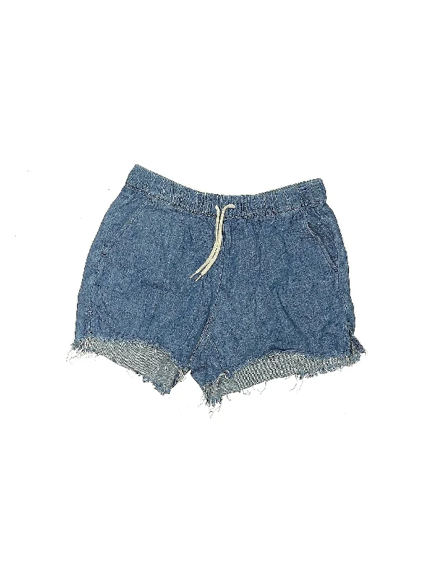 Red Skirts for Statement -High-Rise Denim Shorts in Medium Wash