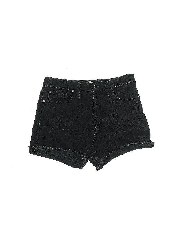 Elastic Waist Shorts for Easy -Denim Shorts in Dark Wash