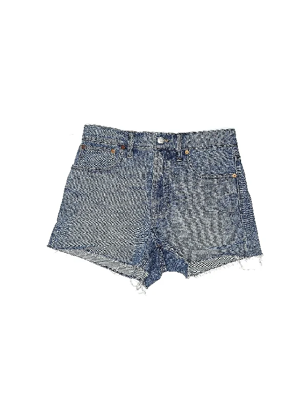 Elastic Waist Skirts for Fit -Denim Shorts in Medium Wash