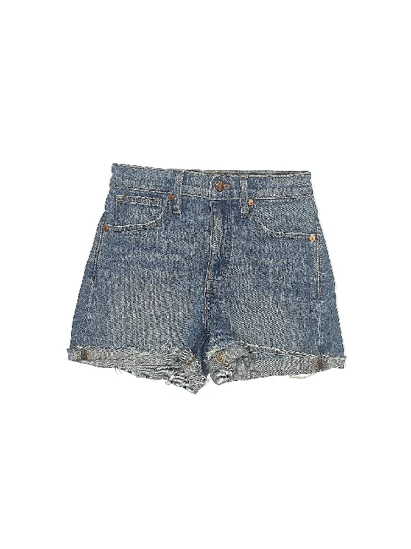 One-Shoulder Skirts for Trendy -Mid-Rise Denim Shorts in Medium Wash