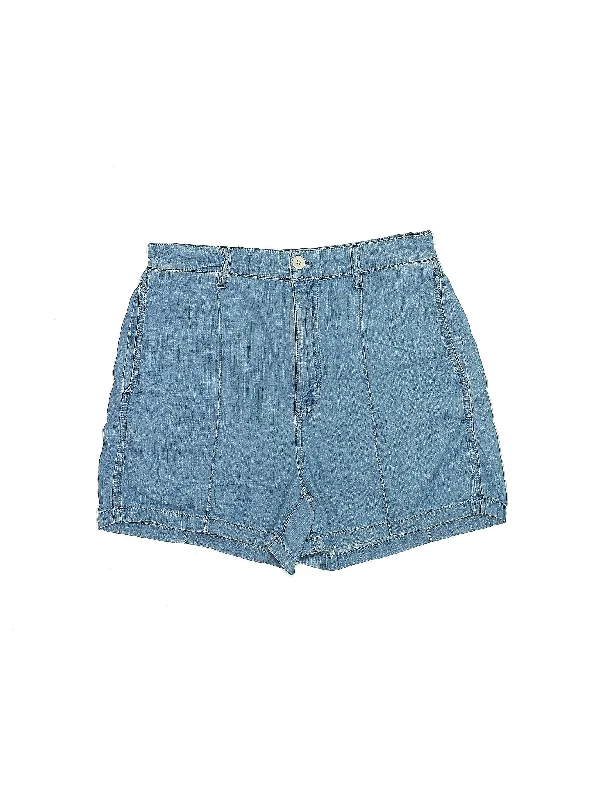 Patchwork Shorts for Unique -Mid-Rise Denim Shorts in Medium Wash