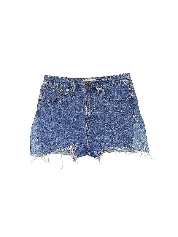 Purple Skirts for Royalty -High-Rise Denim Shorts in Medium Wash