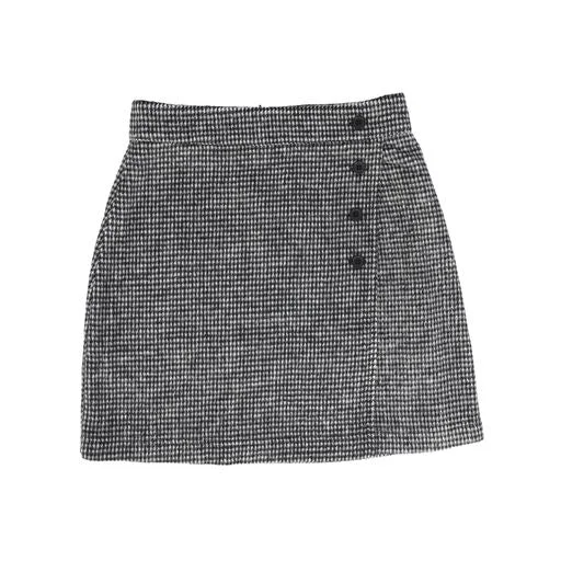 Khaki Long Skirts for Casual -RYLEE + CRU BLACK HOUNDSTOOTH BUTTON SKIRT [Final Sale]