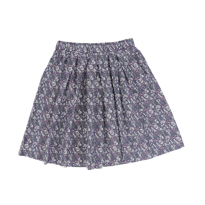 Denim Short Skirts for Trendy -ONE CHILD BLUE FLORAL FLARE SKIRT [Final Sale]