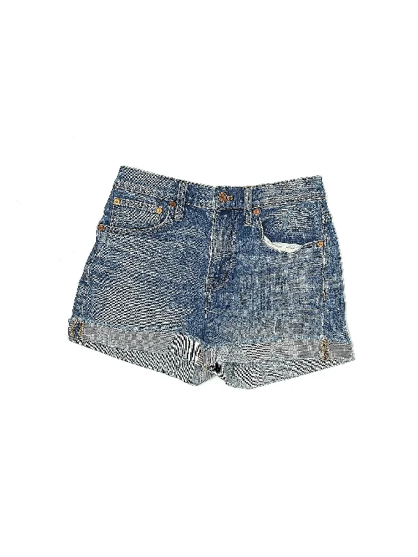 Orange Skirts for Energetic -Mid-Rise Denim Shorts in Medium Wash