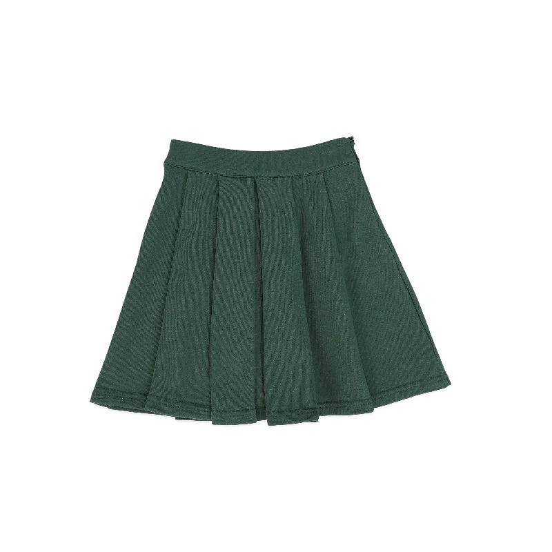 Printed Short Skirts with Patterns -PHIL AND PHOEBE GREEN PLEATED SWEATSHIRT SKIRT [FINAL SALE]