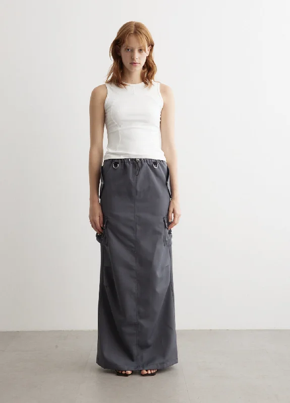 Pleated skirts with delicate pastel tones -Tailored Cargo Maxi Skirt