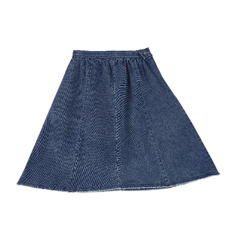 Long Skirts for Dinner Dates -BAMBOO DARK DENIM PANEL SKIRT [FINAL SALE]