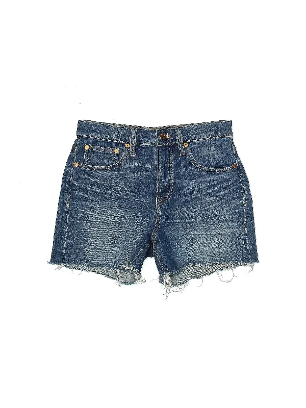 Wool Skirts for Warmth -High-Rise Denim Shorts in Medium Wash