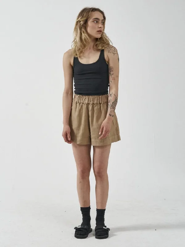 Ruffled Shorts for Feminine -Intuition Short - Faded Khaki