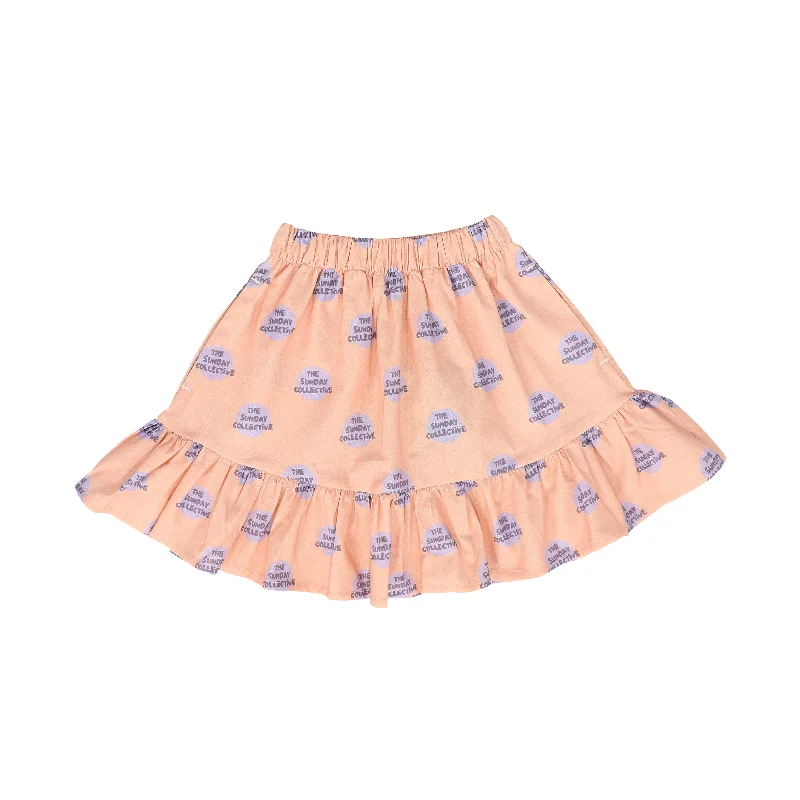 Straight Long Skirts for Classic -THE SUNDAY COLLECTIVE LIGHT PINK PRINTED RUFFLE SKIRT [FINAL SALE]