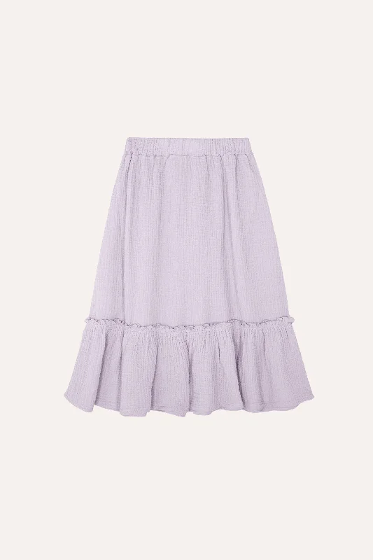 Solid Color Short Skirts for Simple -THE CAMPAMENTO LAVENDER RUFFLE TRIM SKIRT [FINAL SALE]