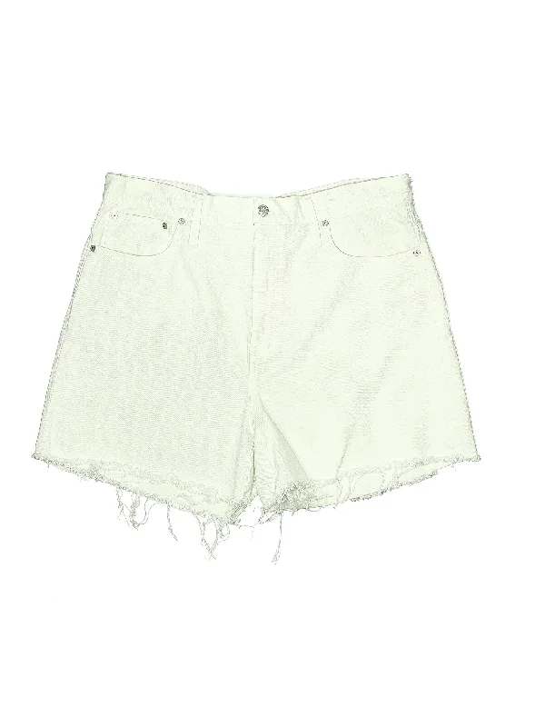 Zippered Shorts for Convenience -High-Rise Denim Shorts in Light Wash