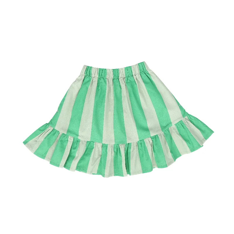 Maxi Long Skirts for Elegance -THE SUNDAY COLLECTIVE GREEN STRIPED RUFFLE SKIRT [FINAL SALE]