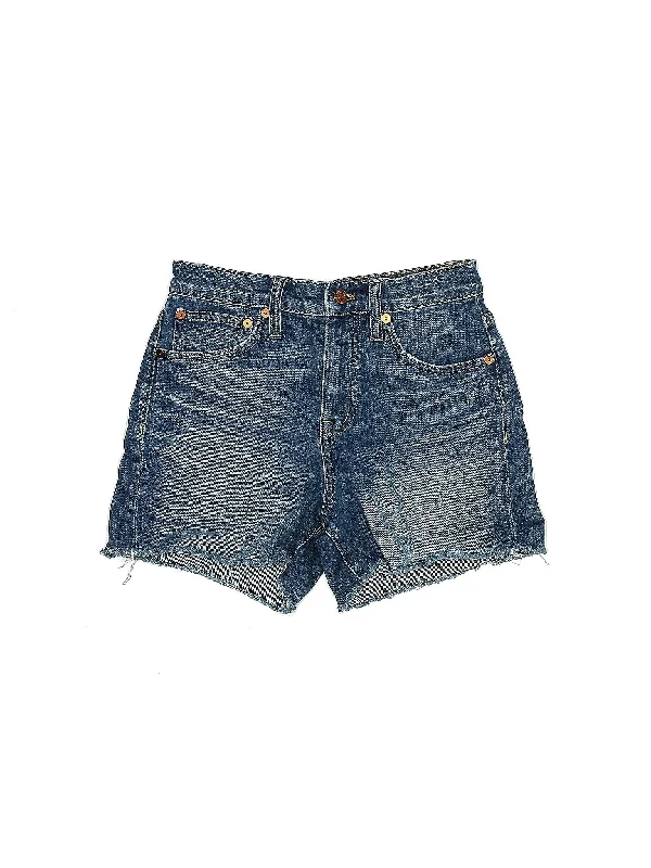 Belted Shorts for Fashion Statement -High-Rise Denim Shorts in Medium Wash