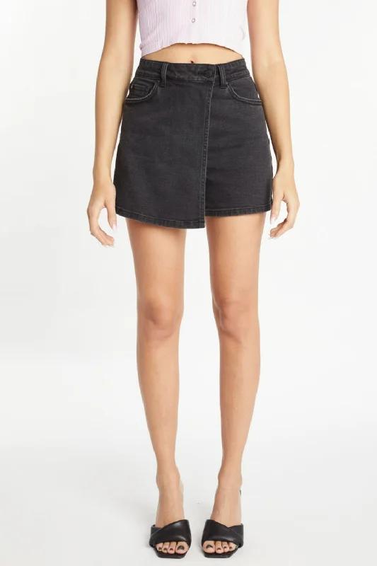 Geometric Shorts for Modern -Super High Rise 5 Pocket Denim Skirt