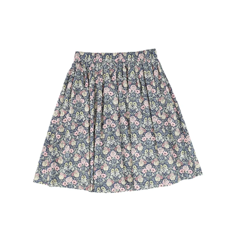 Solid Color Short Skirts for Simple -ONE CHILD PINK/YELLOW PASTEL FLORAL PLEATED SKIRT [FINAL SALE]