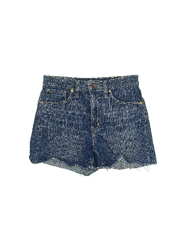 White Skirts for Pure Look -Mid-Rise Denim Shorts in Medium Wash