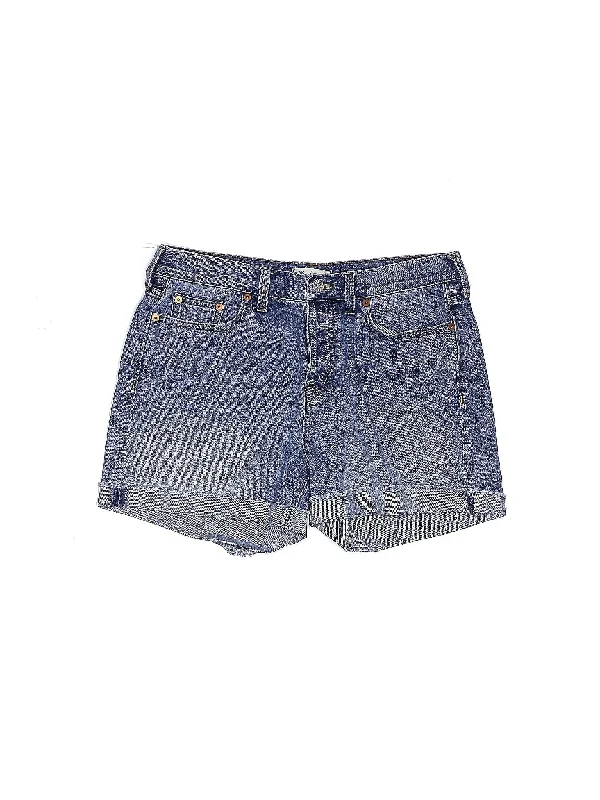 Leather Skirts for Luxury -Mid-Rise Denim Shorts in Medium Wash