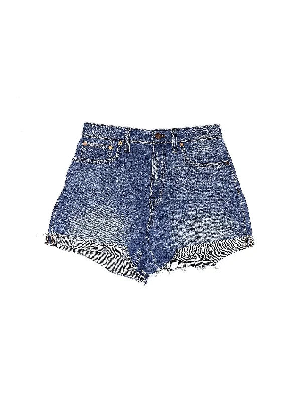 Linen Skirts for Breathable -High-Rise Denim Shorts in Medium Wash