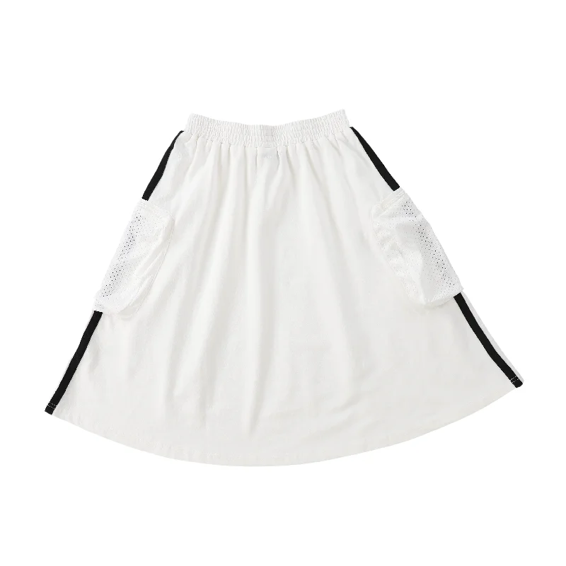 Spandex Short Skirts for Fit -PHIL AND PHOEBE WHITE WITH BLACK STRIPES POCKET SKIRT [Final Sale]