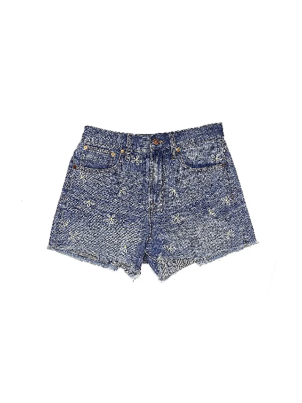 Wool Skirts for Warmth -Mid-Rise Denim Shorts in Medium Wash