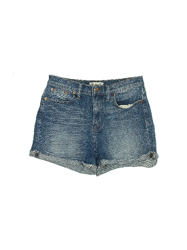 Floral Shorts for Romantic -Mid-Rise Denim Shorts in Medium Wash