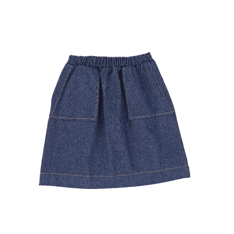 Linen Short Skirts for Breathable -BE FOR ALL BLUE DENIM POCKET SKIRT [FINAL SALE]