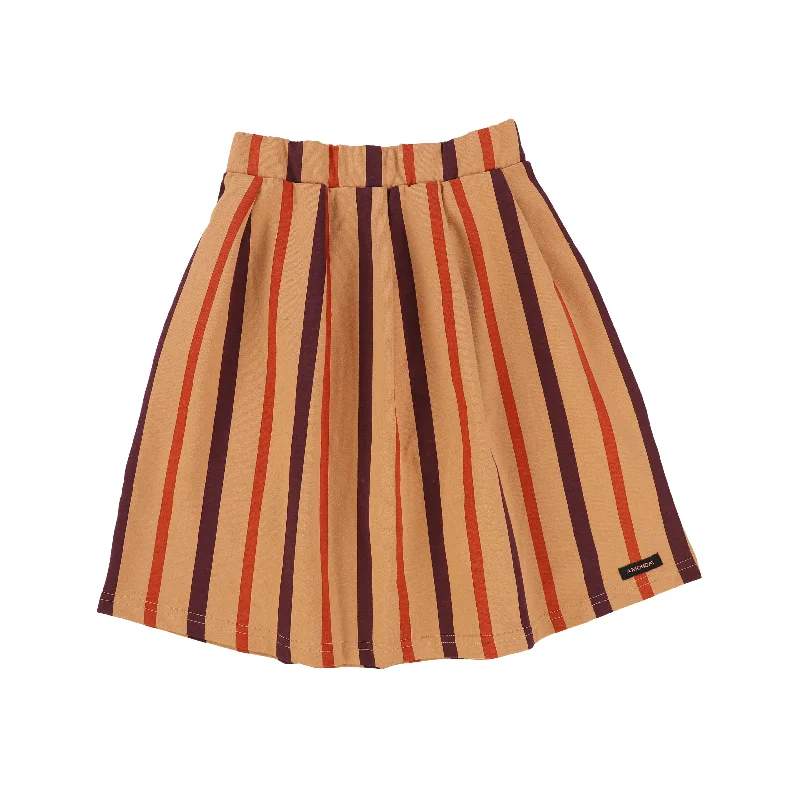 White Long Skirts for Pure -A Monday Peach Multicolor Stripe Flare Skirt [Final Sale]