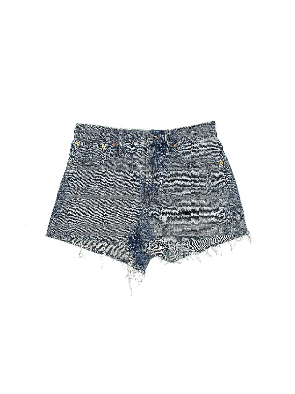 Orange Skirts for Energetic -High-Rise Denim Shorts in Medium Wash