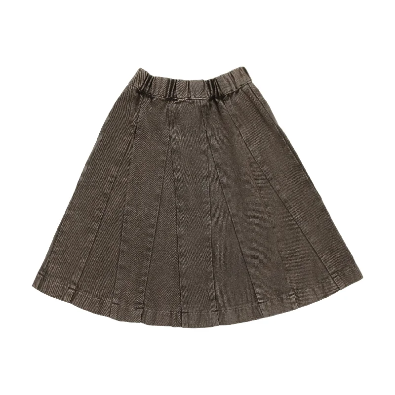 Long Skirts for Wedding Ceremony -KIN & KIN TAUPE DENIM FLARE SKIRT [FINAL SALE]