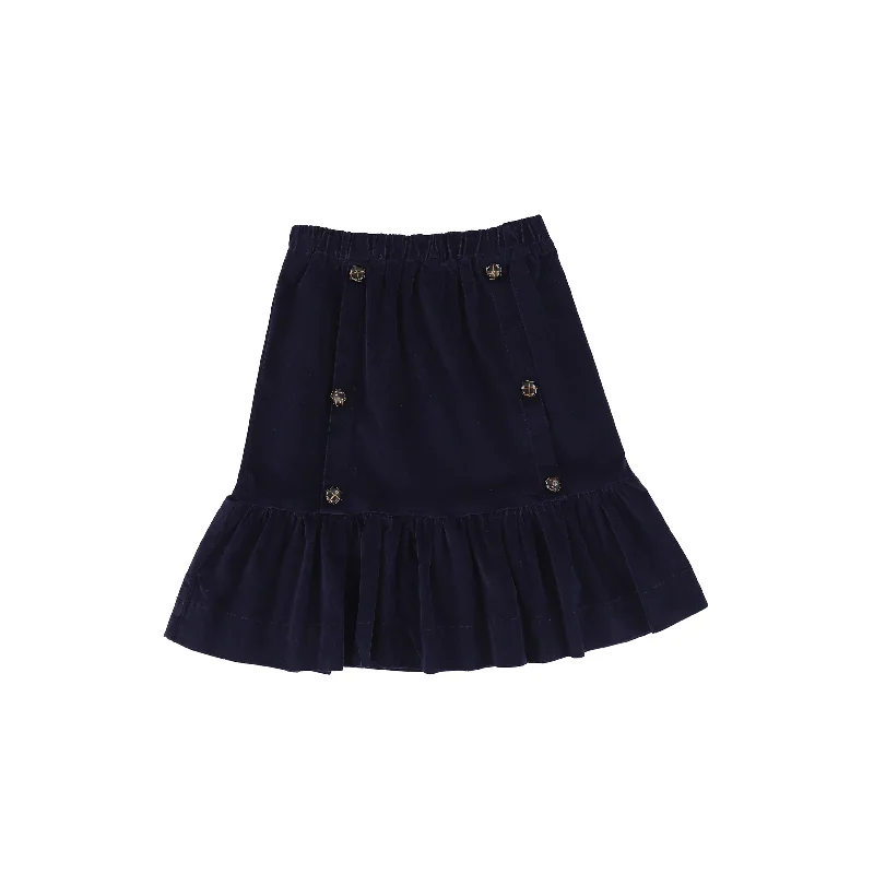 Short Skirts for Summer Days -PHIL AND PHOEBE NAVY CORDUROY BOTTOM TIER SKIRT [FINAL SALE]