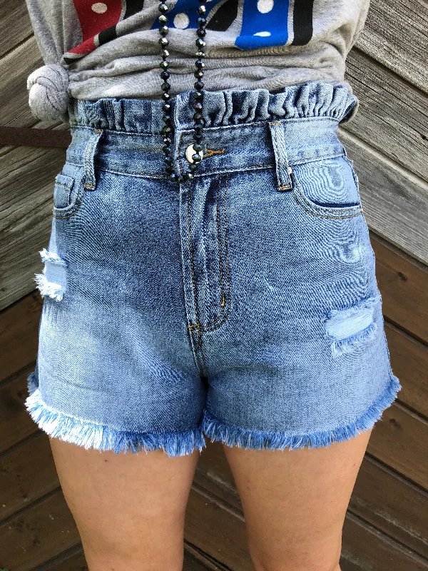 Pleated Shorts for Girly Touch -Distressed High Waisted Shorts