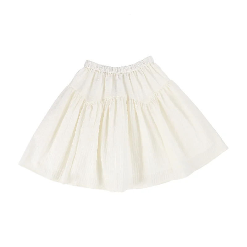 Flared Long Skirts for Drama -LEDUM WHITE TIERED SKIRT [Final Sale]