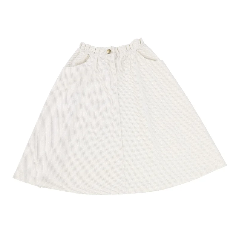 Skort Short Skirts for Practical -Vibe White Corduroy Gold Button Detail Pocket Skirt [Final Sale]