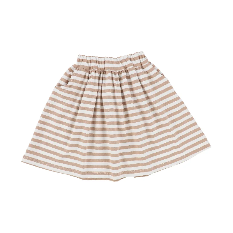 Cotton Long Skirts for Comfort -KIDS ON THE MOON MOCHA STRIPED SKIRT [Final Sale]