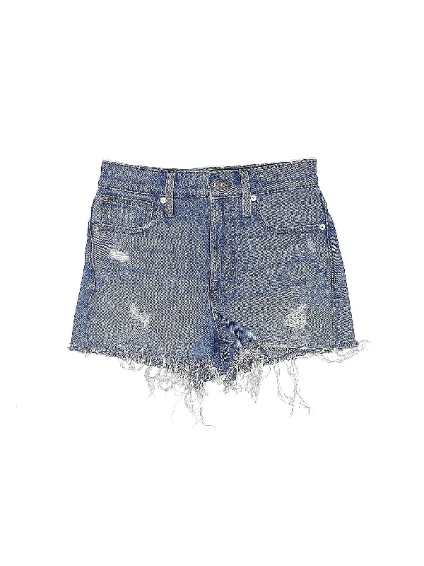 Wool Shorts for Warmth Needed -High-Rise Denim Shorts in Medium Wash