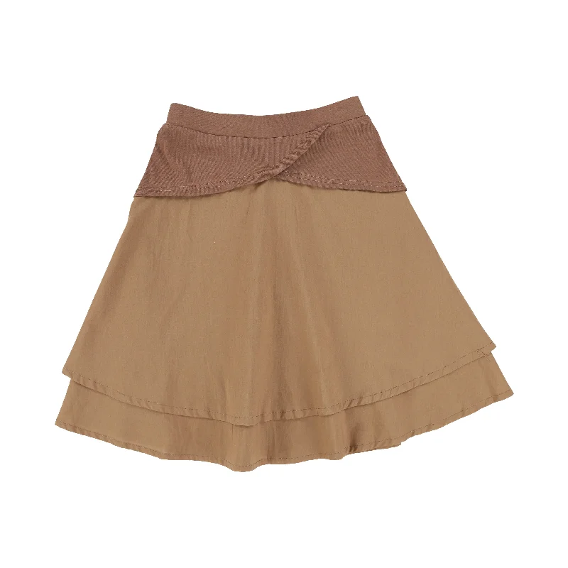 Maxi Long Skirts for Elegance -BACE COLLECTION BROWN TISSUE T-SHIRT SKIRT [Final Sale]