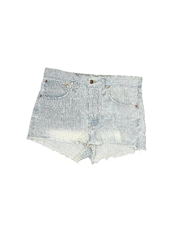 Sequined Skirts for Sparkle -Mid-Rise Denim Shorts in Light Wash