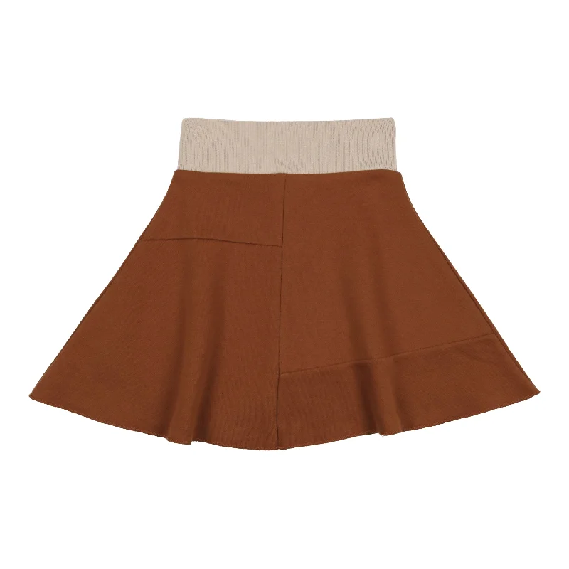 Bermuda Short Skirts for Casual -Urbani Nutmeg Contrast Flare Sweat Skirt [Final Sale]