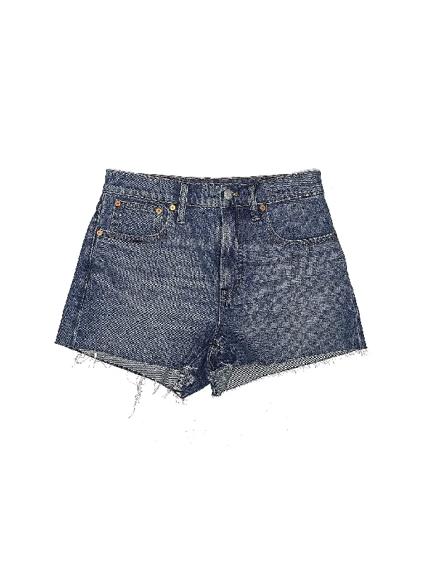 Polyester Shorts for Durable -High-Rise Denim Shorts in Medium Wash